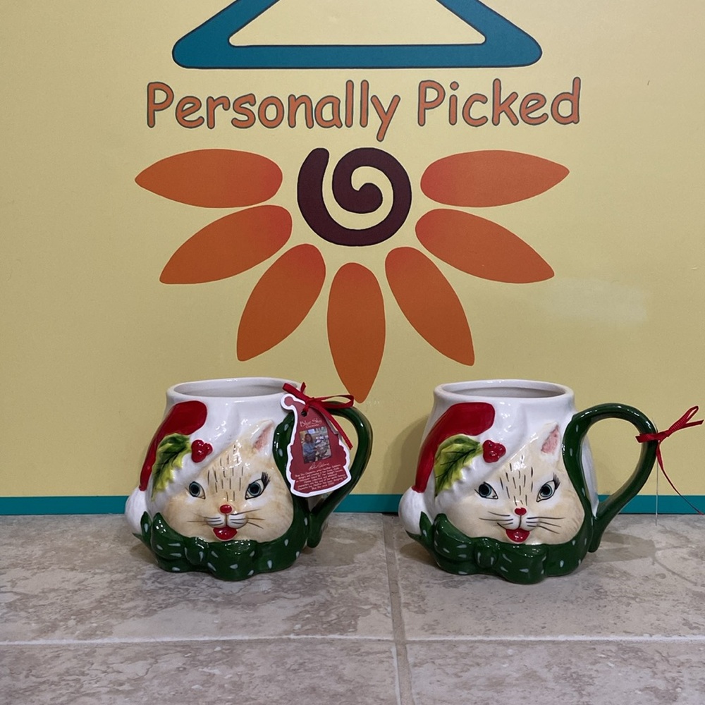 Blue Sky Clayworks “CAT CHRISTMAS” Mug Set